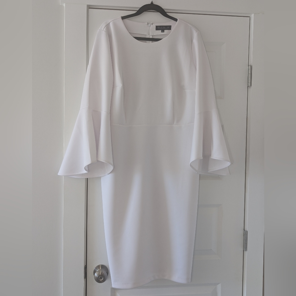 Eloquii White Long Sleeve Dress with Bell Sleeves Size 18 - Picture 4 of 11